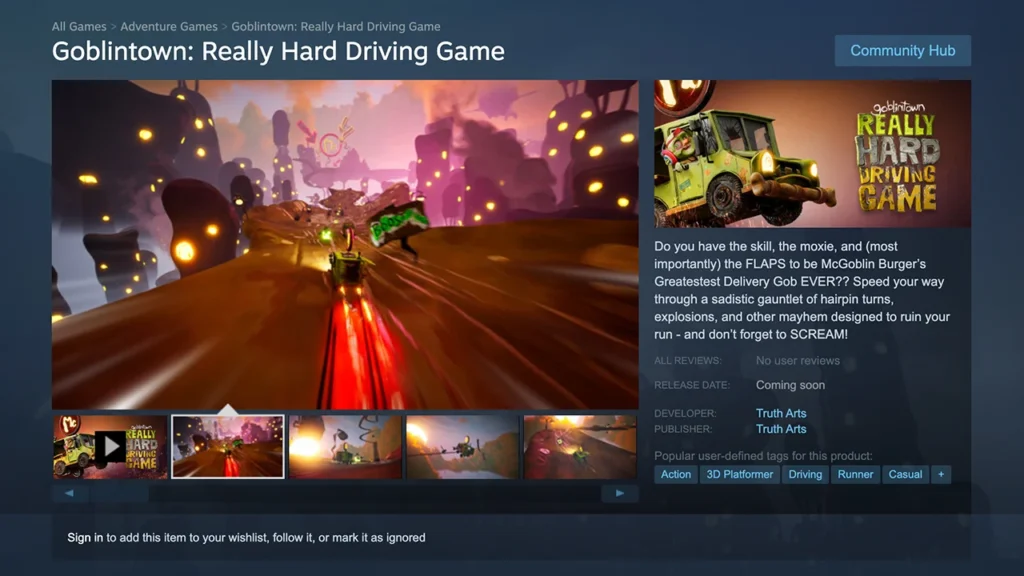 Goblintown Revela ‘Game de direção muito difícil’, lançamento de PC em breve